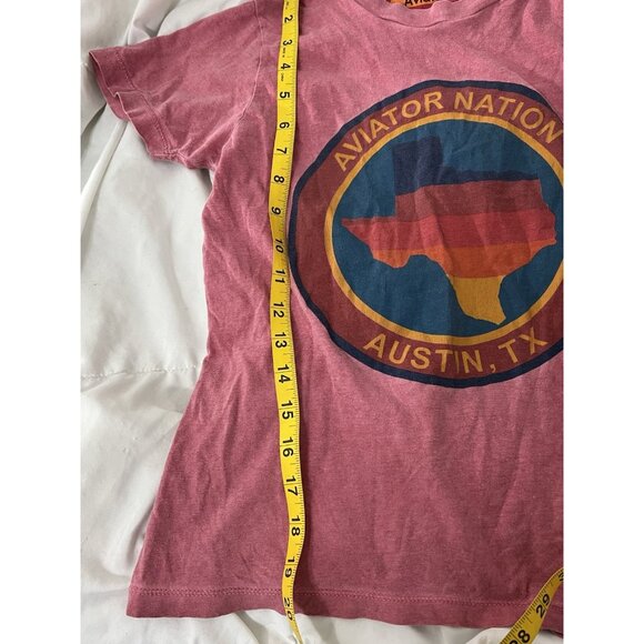 Aviator Nation Kids Austin Texas Short Sleeve Shirt Size 12 Pink Red - Picture 11 of 11
